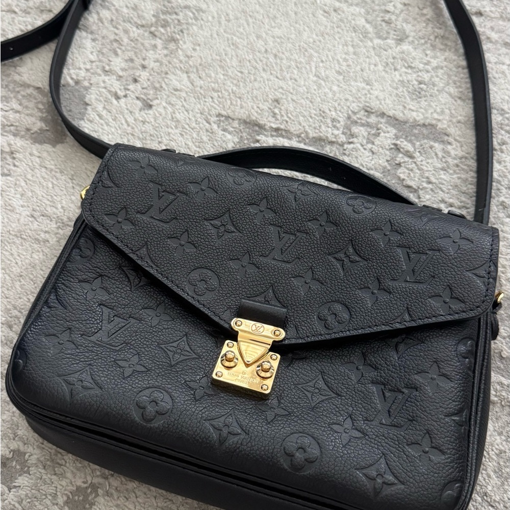 Louis Vuitton Black Crossbody Bag with Gold Accents